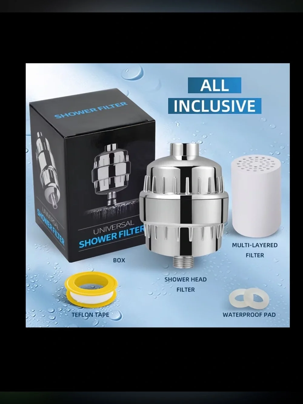 Universal Stainless Steel Shower Head Filter - Chrome